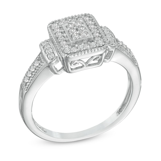 0.23 CT. T.W. Composite Diamond Rectangular Frame Ring in 10K White Gold