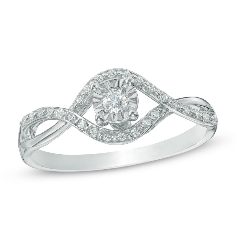 0.15 CT. T.W. Diamond Bypass Promise Ring in 10K White Gold|Peoples Jewellers