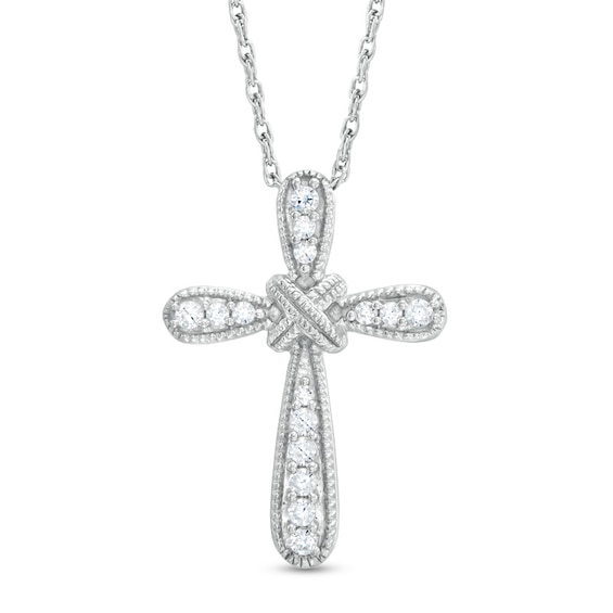 0.15 CT. T.W. Diamond Vintage-Style Cross "X" Pendant in Sterling Silver