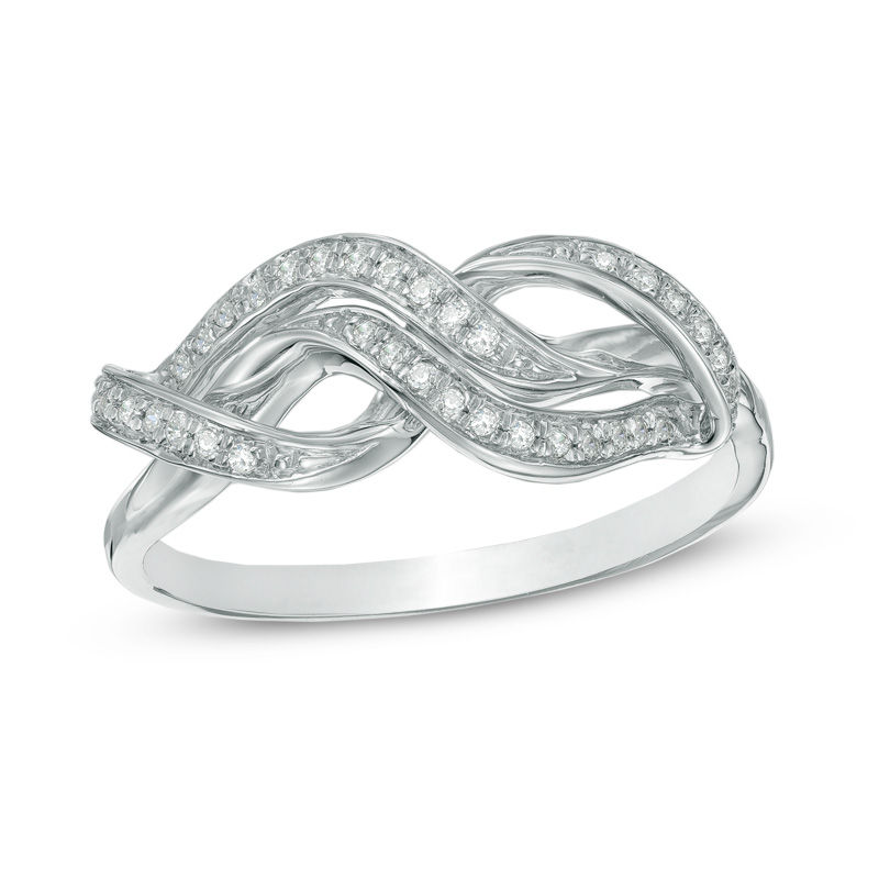0.15 CT. T.W. Diamond Wavy Infinity Ring in Sterling Silver|Peoples Jewellers