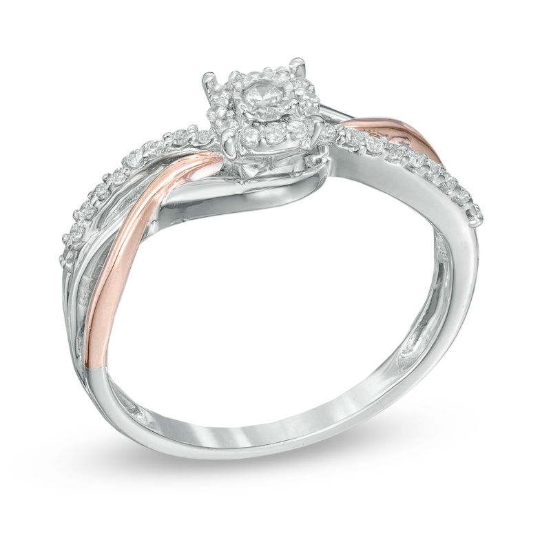 0.18 CT. T.W. Diamond Frame Promise Ring in Sterling Silver and