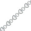 Thumbnail Image 0 of 0.11 CT. T.W. Diamond Heart Link Bracelet in Sterling Silver - 7.25"