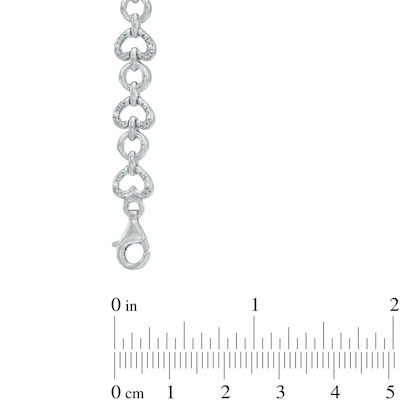 0.11 CT. T.W. Diamond Heart Link Bracelet in Sterling Silver - 7.25"