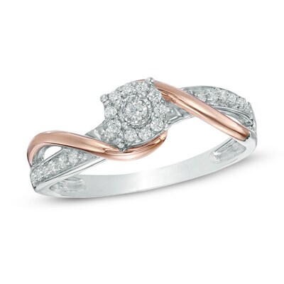 0.15 CT. T.W. Diamond Swirl Promise Ring in Sterling Silver and 10K Rose Gold