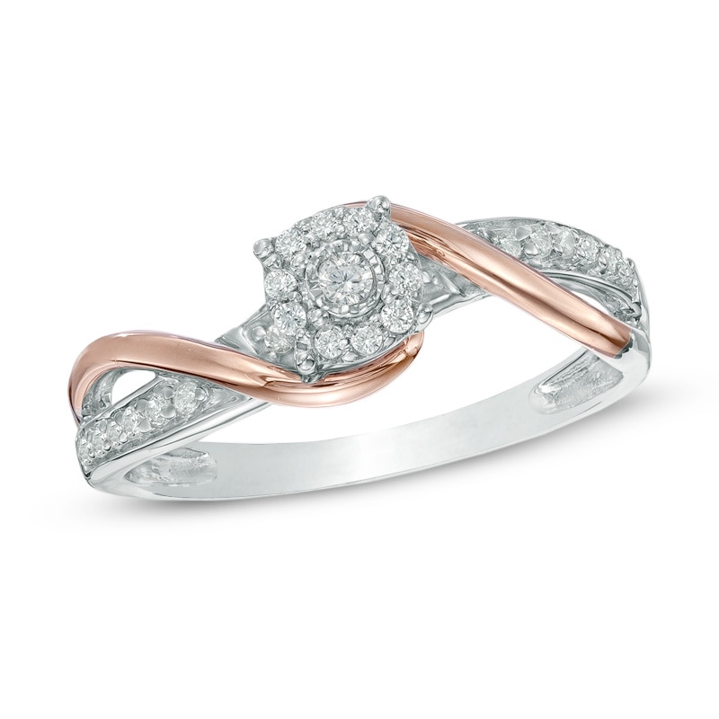 0.15 CT. T.W. Diamond Swirl Promise Ring in Sterling Silver and 10K Rose Gold|Peoples Jewellers