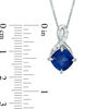 Thumbnail Image 2 of 8.0mm Cushion-Cut Lab-Created Blue and White Sapphire Infinity-Style Pendant in Sterling Silver