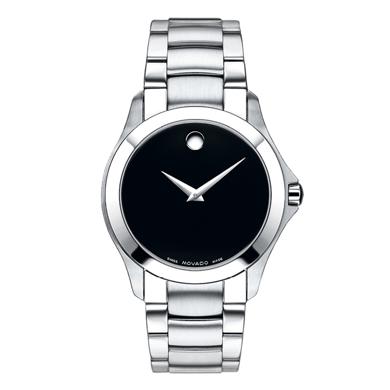 Men's Movado Masino™ Stainless Steel Watch with Black Dial (Model: )|Peoples Jewellers
