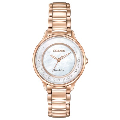 Ladies' Citizen Eco-Drive® Circle of Time Diamond Accent Watch with Mother-of-Pearl Dial (Model: EM0382-86D)