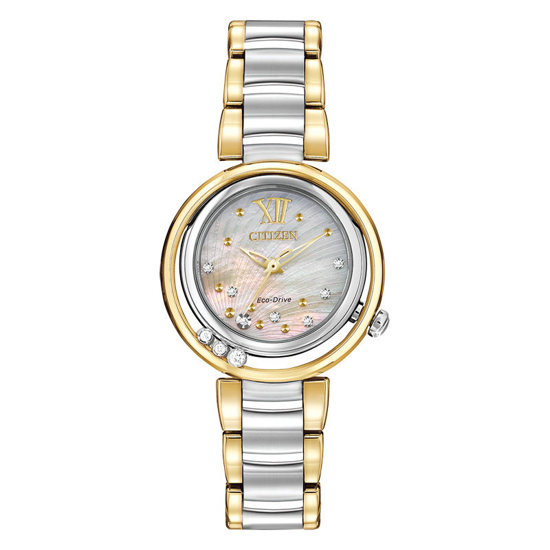 Ladies' Citizen Eco-Drive® L Sunrise Diamond Accent Two-Tone Watch (Model: EM0324-58D)|Peoples Jewellers