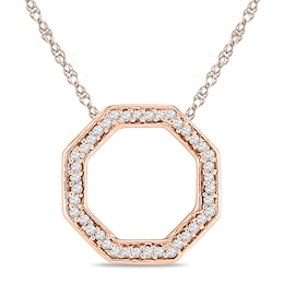 Diamond Accent Outline Octagon Pendant in 10K Rose Gold