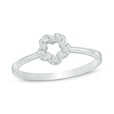 0.12 CT. T.W. Diamond Open Flower Ring in Sterling Silver