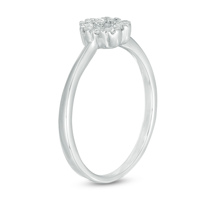 0.12 CT. T.W. Diamond Open Flower Ring in Sterling Silver|Peoples Jewellers