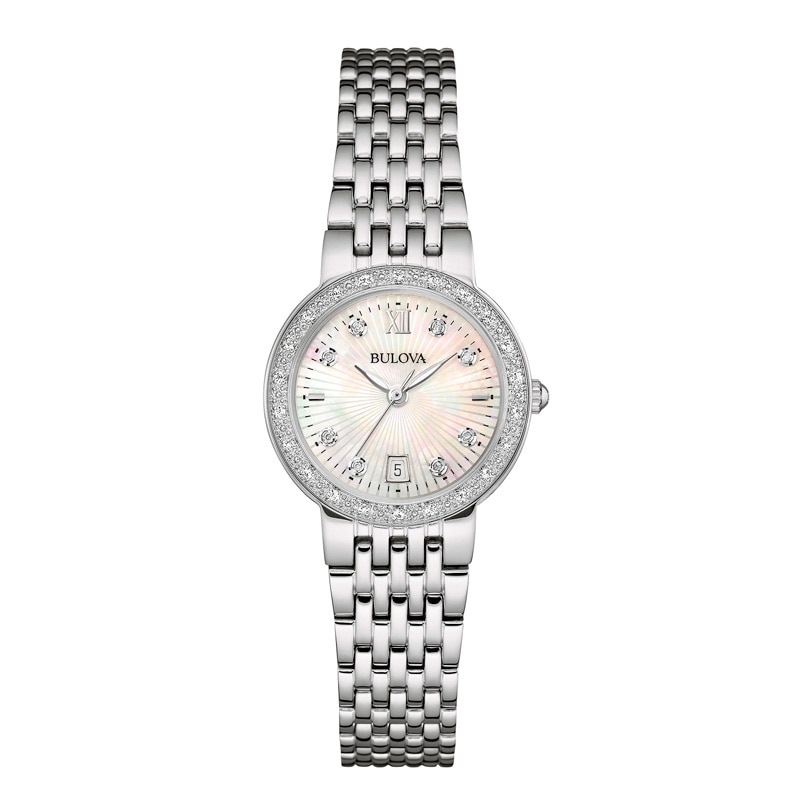 Ladies' Bulova Diamond Accent Watch with Mother-of-Pearl Dial (Model: 96R203)|Peoples Jewellers