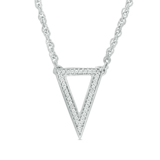 Diamond Accent Triangle Necklace in Sterling Silver - 17"