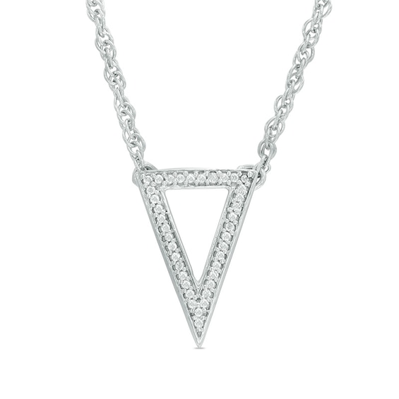 Diamond Accent Triangle Necklace in Sterling Silver - 17"