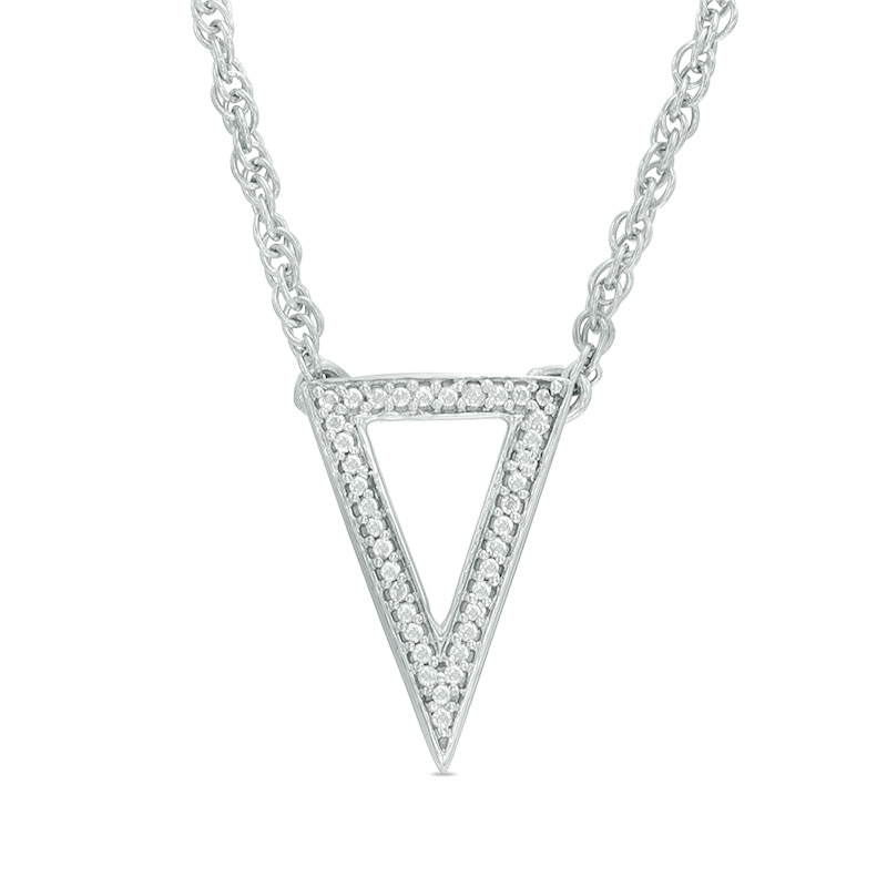 Diamond Accent Triangle Necklace in Sterling Silver - 17"|Peoples Jewellers