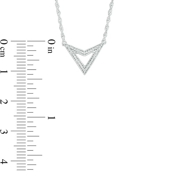 Diamond Accent Chevron Triangle Necklace in Sterling Silver - 17"