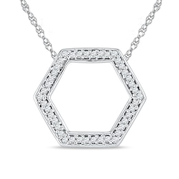 Diamond Accent Outline Hexagon Pendant in 10K White Gold