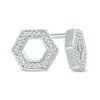 Diamond Accent Outline Hexagon Stud Earrings in 10K White Gold