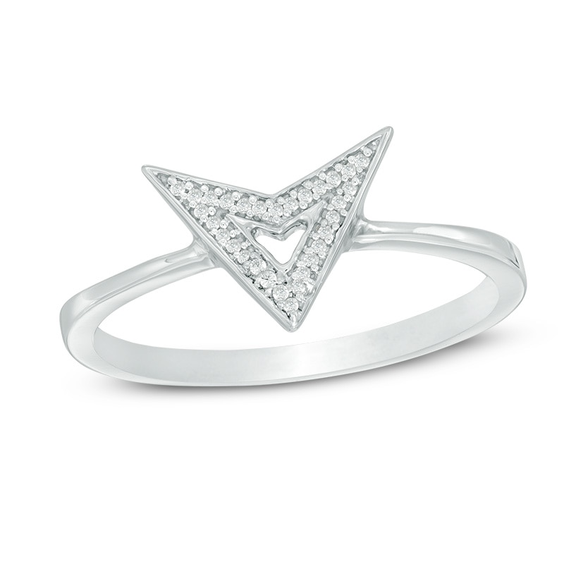 Diamond Accent Chevron Triangle Ring in Sterling Silver|Peoples Jewellers