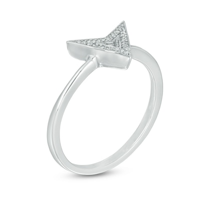 Diamond Accent Chevron Triangle Ring in Sterling Silver