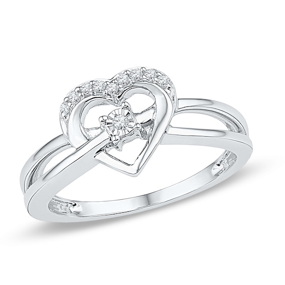 Diamond Accent Heart Ring in 10K White Gold