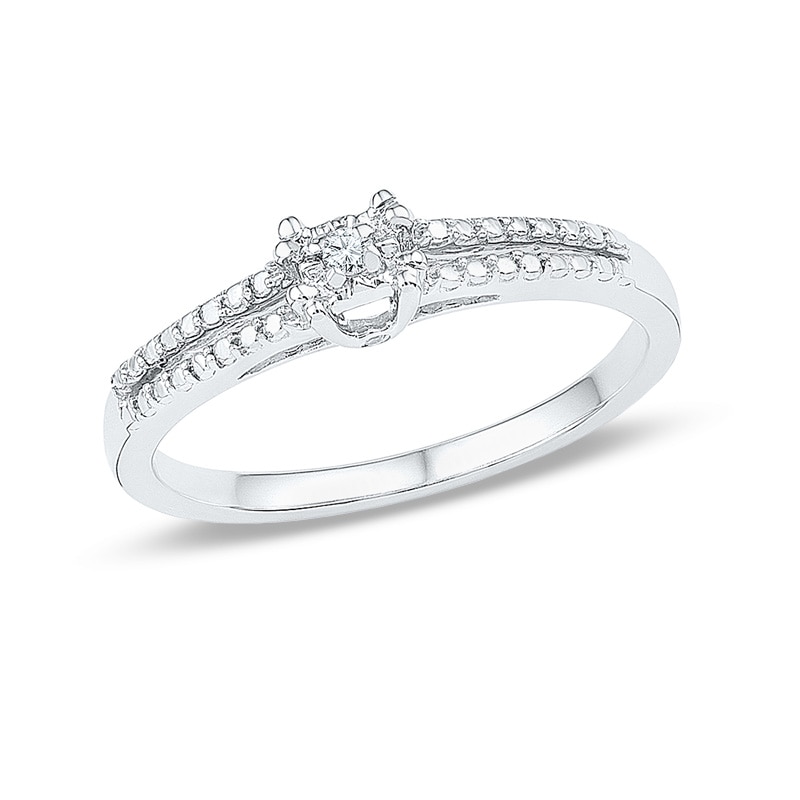 Diamond Accent Split Shank Promise Ring in 10K White Gold|Peoples Jewellers