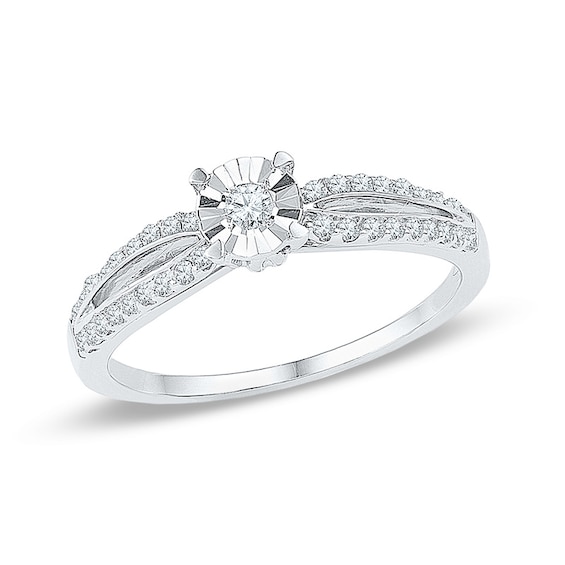 0.23 CT. T.W. Diamond Split Shank Promise Ring in 10K White Gold