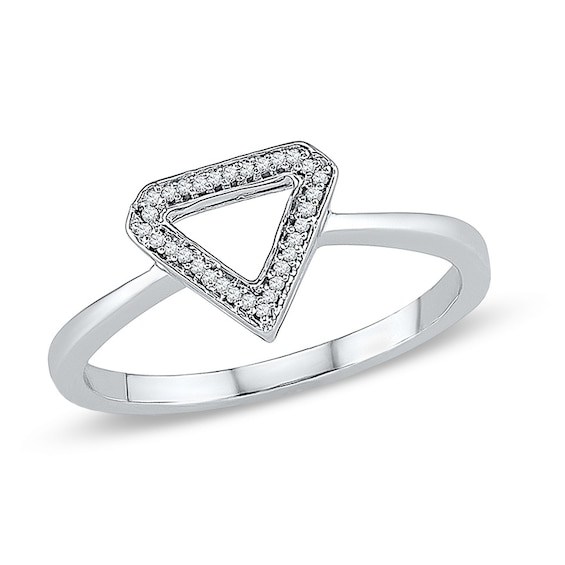 Diamond Accent Outline Triangle Ring in 10K White Gold