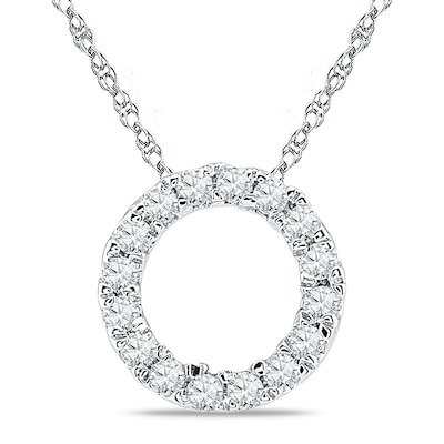 0.18 CT. T.W. Diamond Circle Pendant in 10K White Gold