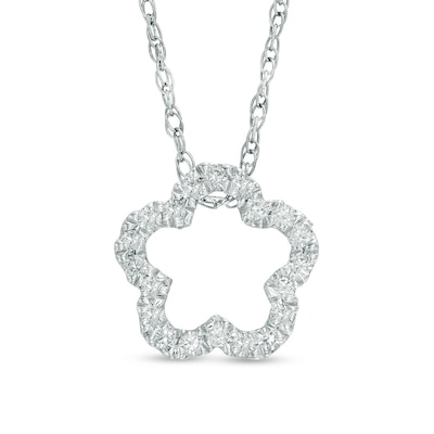 0.23 CT. T.W. Diamond Outline Flower Pendant in Sterling Silver