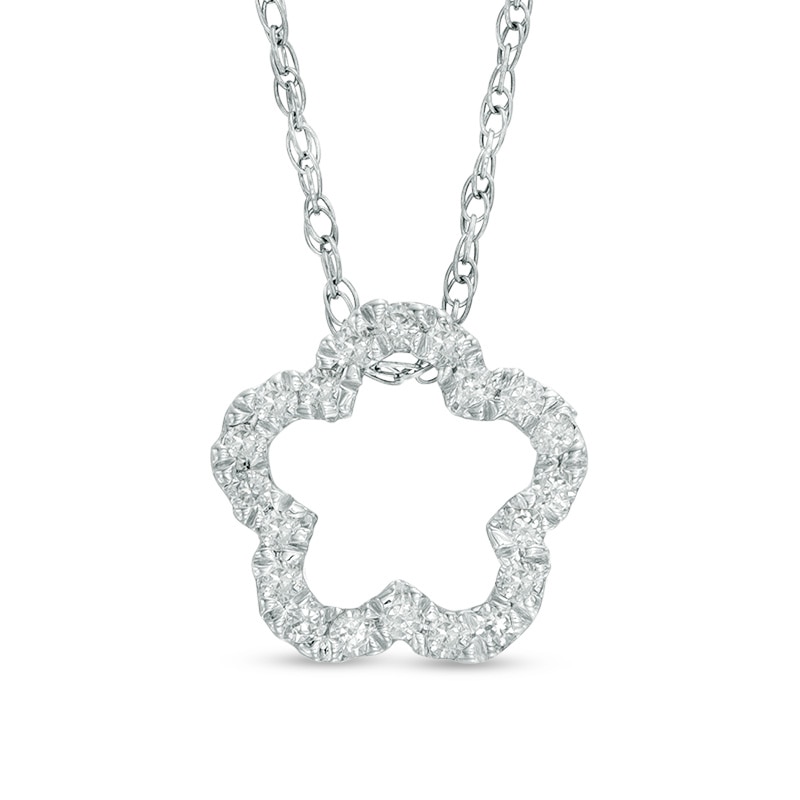 0.23 CT. T.W. Diamond Outline Flower Pendant in Sterling Silver|Peoples Jewellers