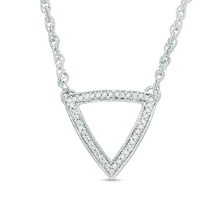 Diamond Accent Outline Triangle Necklace in Sterling Silver - 17"