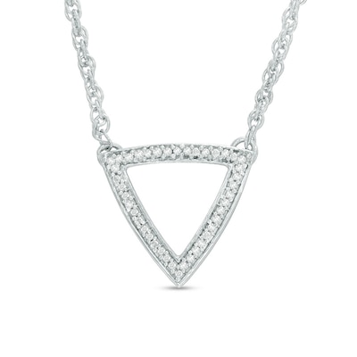 Diamond Accent Outline Triangle Necklace in Sterling Silver - 17"