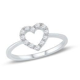 0.18 CT. T.W. Diamond Heart Ring in 10K White Gold