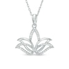 0.09 CT. T.W. Diamond Outline Lotus Flower Pendant in Sterling Silver