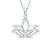 Thumbnail Image 1 of 0.09 CT. T.W. Diamond Outline Lotus Flower Pendant in Sterling Silver