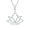 Thumbnail Image 0 of Diamond Accent Outline Lotus Flower Pendant in Sterling Silver