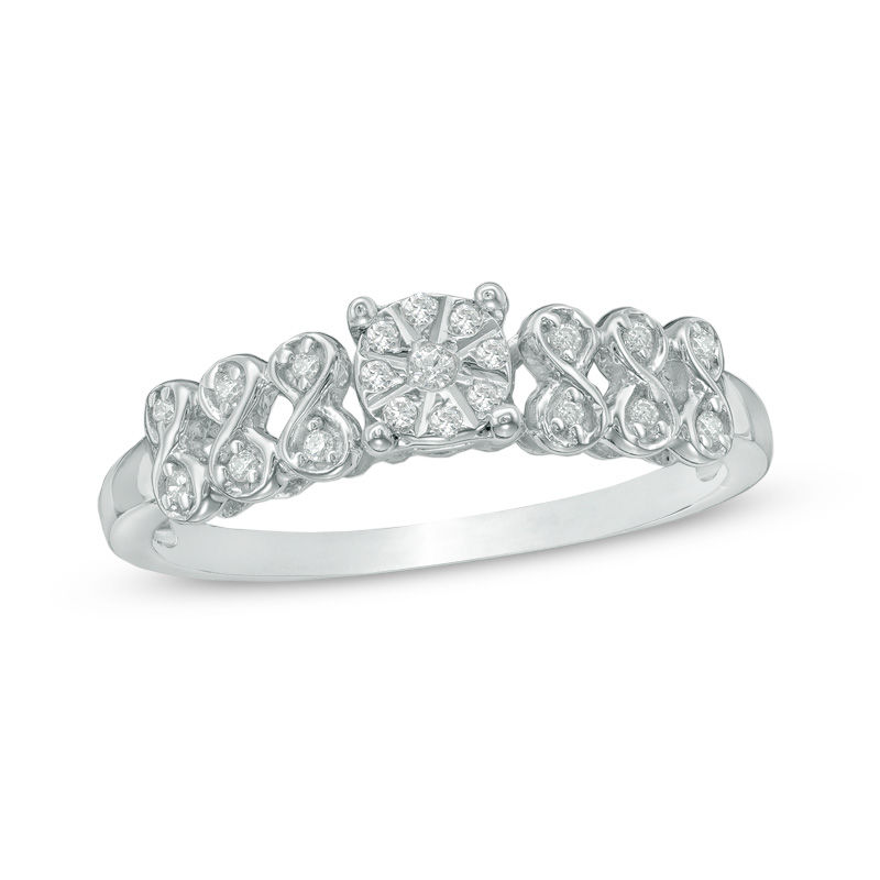 0.09 CT. T.W. Diamond Infinity Promise Ring in Sterling Silver|Peoples Jewellers