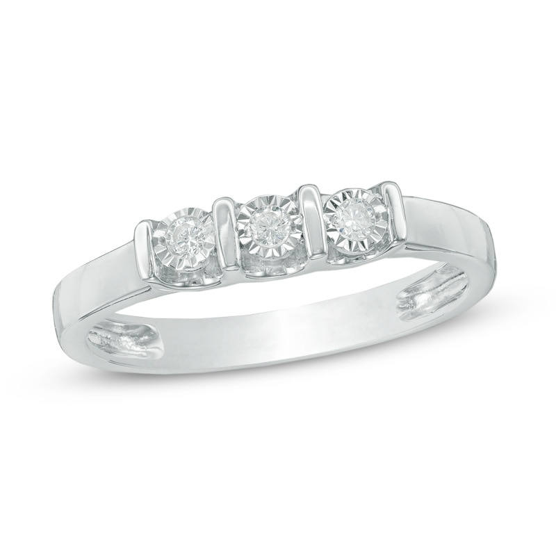 0.09 CT. T.W. Diamond Three Stone Promise Ring in Sterling Silver|Peoples Jewellers