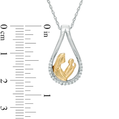 0.09 CT. T.W. Diamond Motherly Love Teardrop Pendant in Sterling Silver and 14K Gold Plate