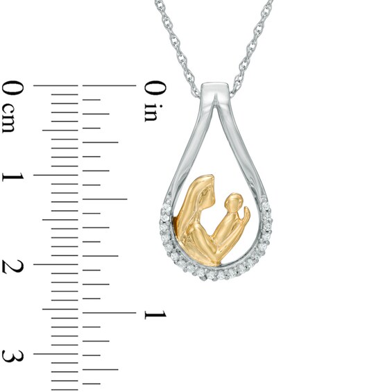 0.09 CT. T.W. Diamond Motherly Love Teardrop Pendant in Sterling Silver and 14K Gold Plate