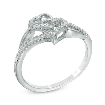 0.11 CT. T.W. Diamond Interlocking Hearts Ring in 10K Gold