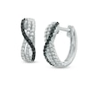 Thumbnail Image 0 of 0.30 CT. T.W. Enhanced Black and White Diamond Overlay Hoop Earrings in Sterling Silver