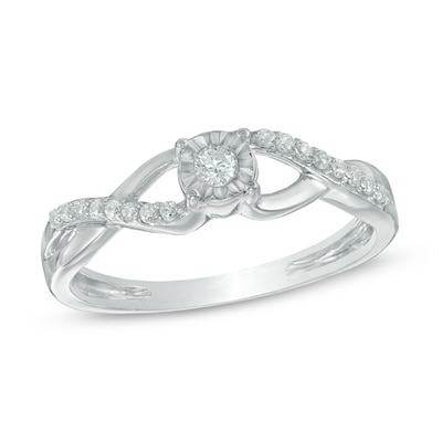 0.11 CT. T.W. Diamond Split Shank Promise Ring in 10K White Gold