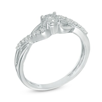 0.11 CT. T.W. Diamond Split Shank Promise Ring in 10K White Gold