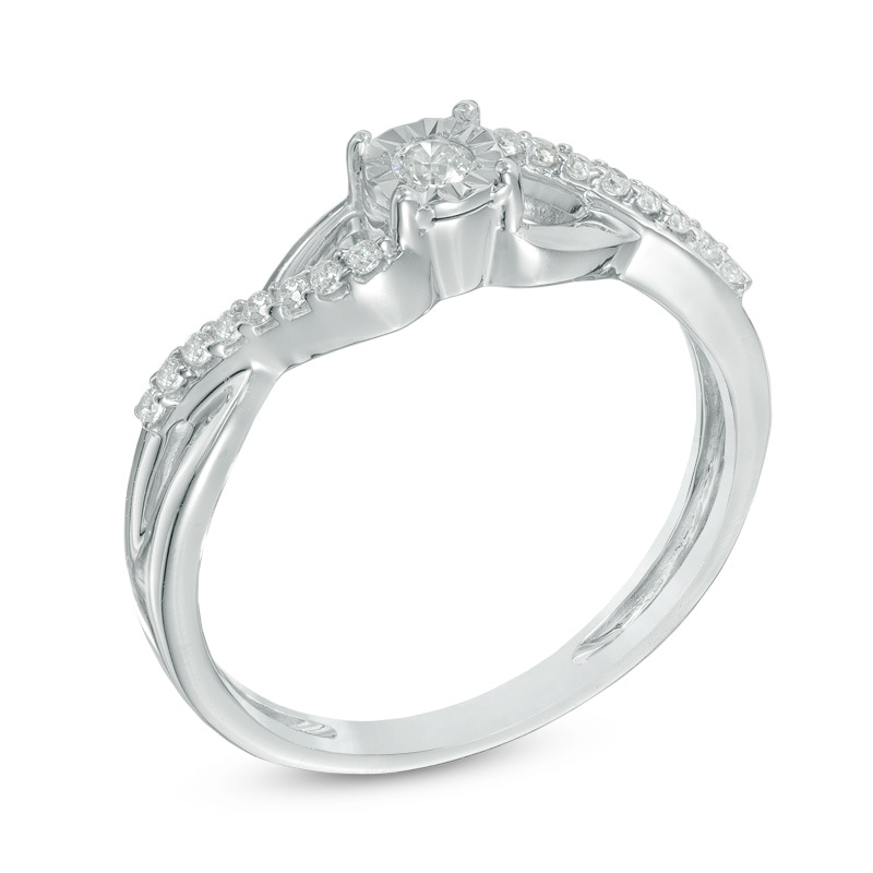 0.11 CT. T.W. Diamond Split Shank Promise Ring in 10K White Gold|Peoples Jewellers