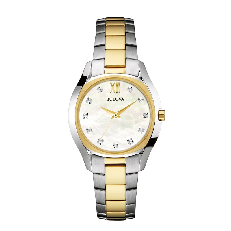 Ladies' Bulova Diamond Accent Two-Tone Watch with Mother-of-Pearl Dial (Model: 98P145)|Peoples Jewellers