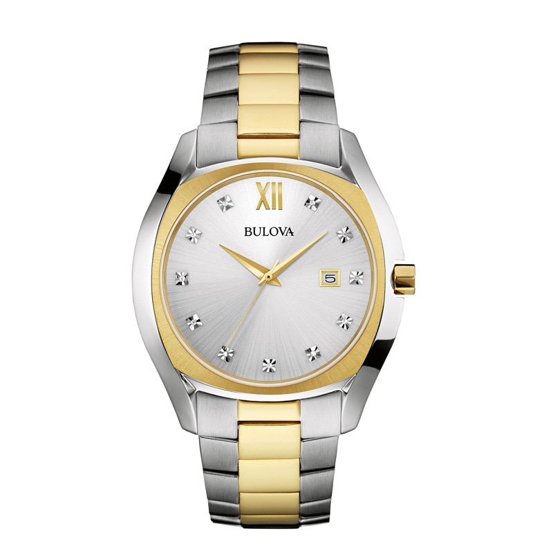 Men's Bulova Diamond Accent Two-Tone Watch with Silver Dial (Model: 98D125)|Peoples Jewellers