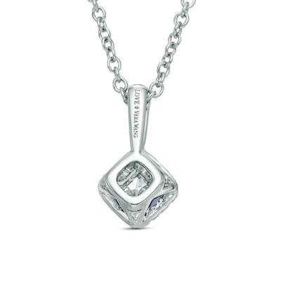 Vera Wang Love Collection 0.23 CT. T.W. Princess-Cut Diamond and Blue Sapphire Frame Pendant in 14K White Gold